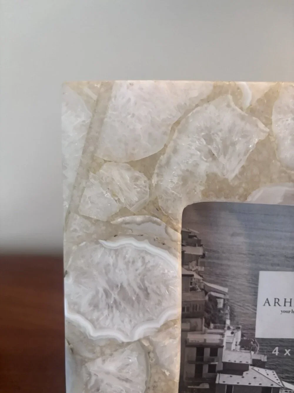 NWT Arhaus White Agate Picture Photo Frame 4x4 Photo Kickstand Heavy